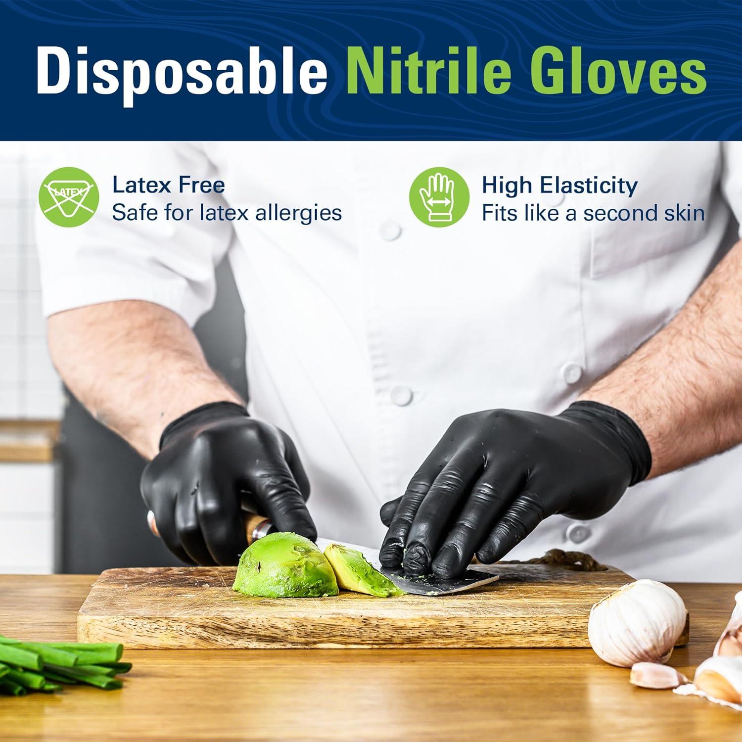 imageBlack Nitrile Gloves Food Safe Disposable Gloves Latex Free Rubber Gloves Powder Free for Cooking Kitchen Clean03blacklarge 100