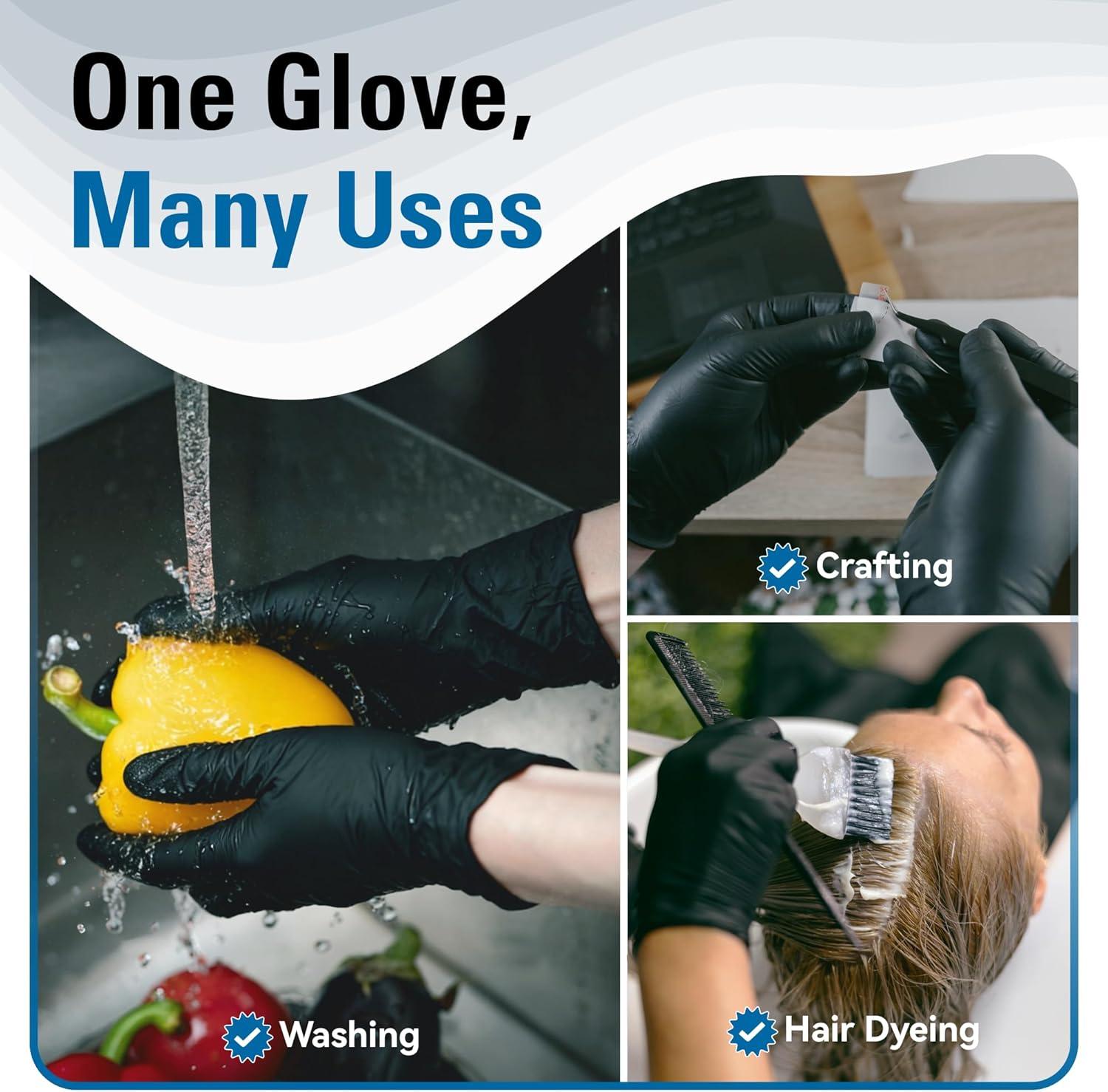 imageDisposable Nitrile Gloves Black Food Safe Rubber Gloves LatexFree PowderFree for Cooking Food Prep Kitchen Clean100