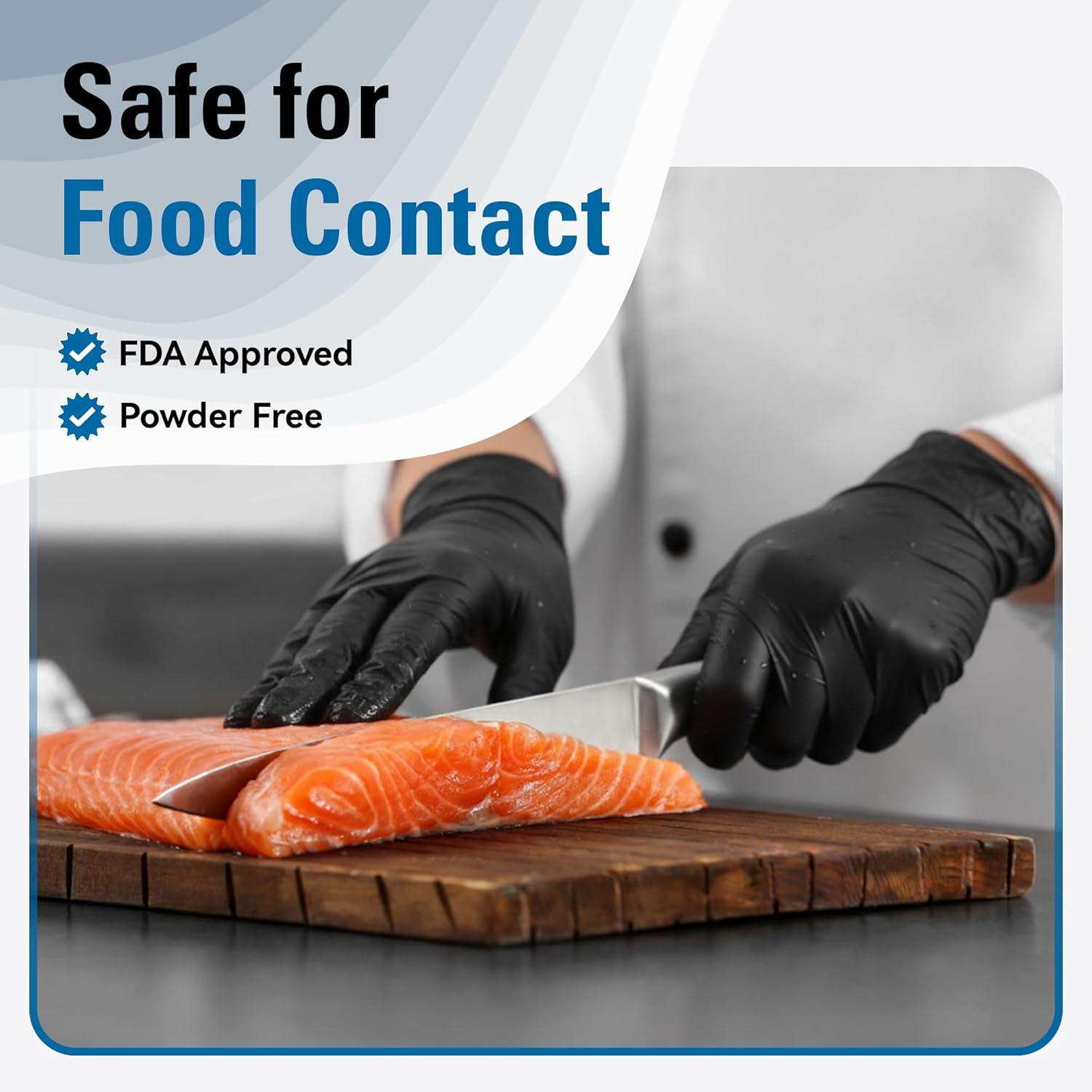 imageDisposable Nitrile Gloves Black Food Safe Rubber Gloves LatexFree PowderFree for Cooking Food Prep Kitchen Clean100