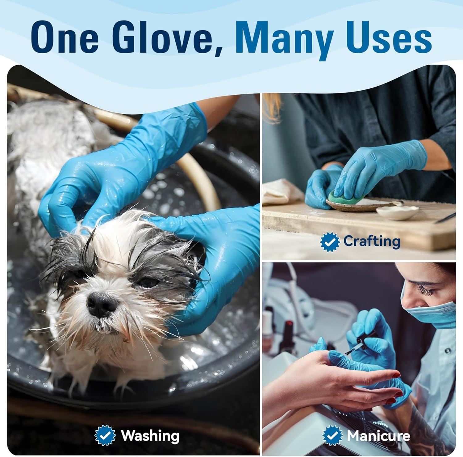 imageFood Safe Disposable Gloves Blue Nitrile Rubber Gloves LatexFree PowderFree for Food Prep Cooking Cleaning