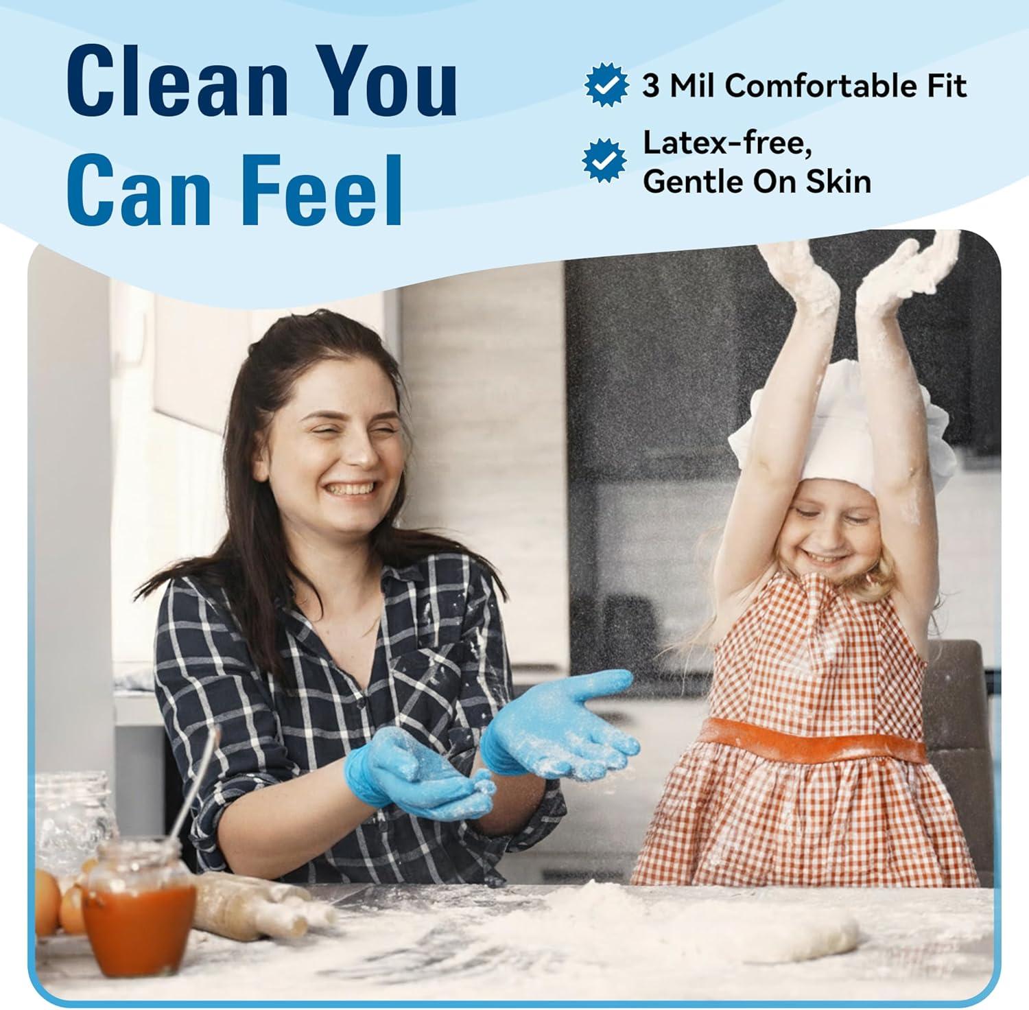 imageFood Safe Disposable Gloves Blue Nitrile Rubber Gloves LatexFree PowderFree for Food Prep Cooking Cleaning