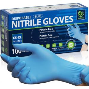 Food Safe Disposable Gloves, Blue Nitrile Rubber Gloves, Latex-Free Powder-Free for Food Prep, Cooking, Cleaning