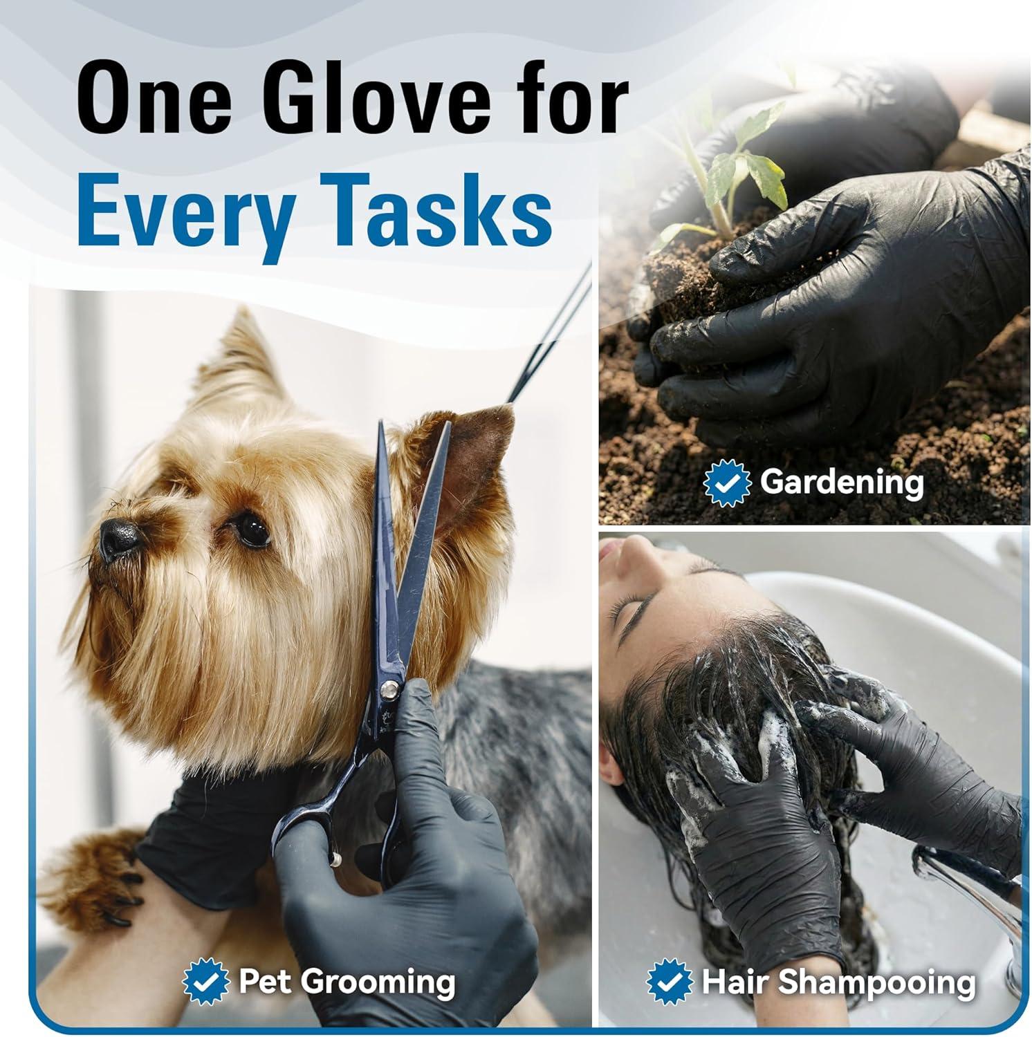 image:imageNitrile Gloves Disposable Latex Free 4 Mil Black Food Grade Powder Free Rubber Gloves for BBQ Cooking Cleaning100