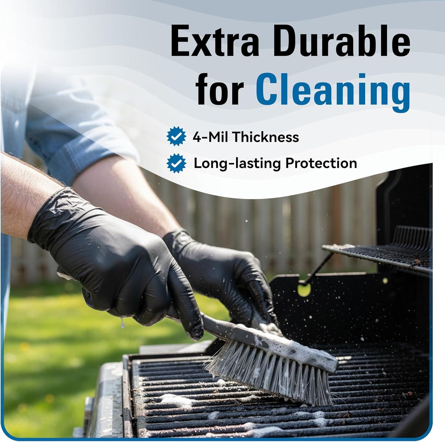 image:imageNitrile Gloves Disposable Latex Free 4 Mil Black Food Grade Powder Free Rubber Gloves for BBQ Cooking Cleaning100