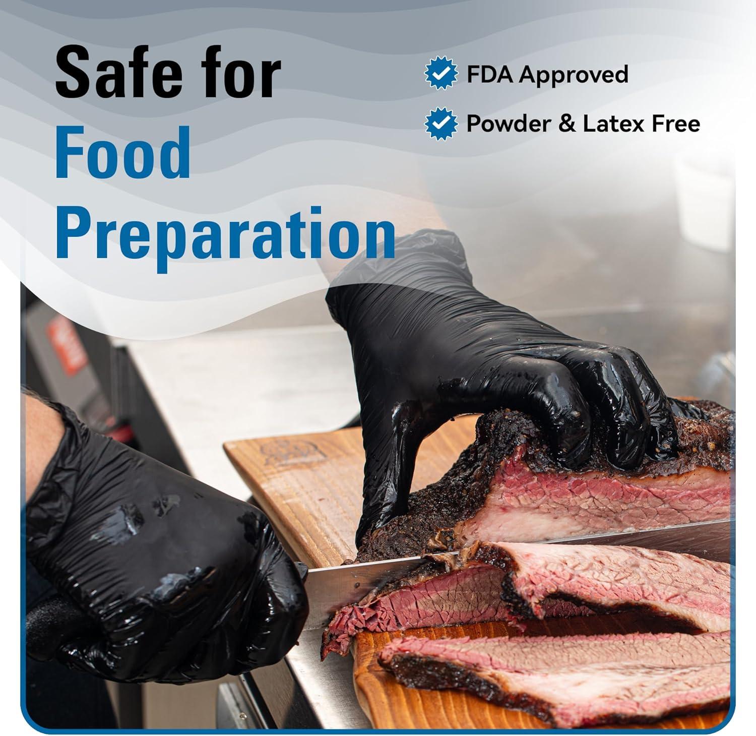 image:imageNitrile Gloves Disposable Latex Free 4 Mil Black Food Grade Powder Free Rubber Gloves for BBQ Cooking Cleaning100