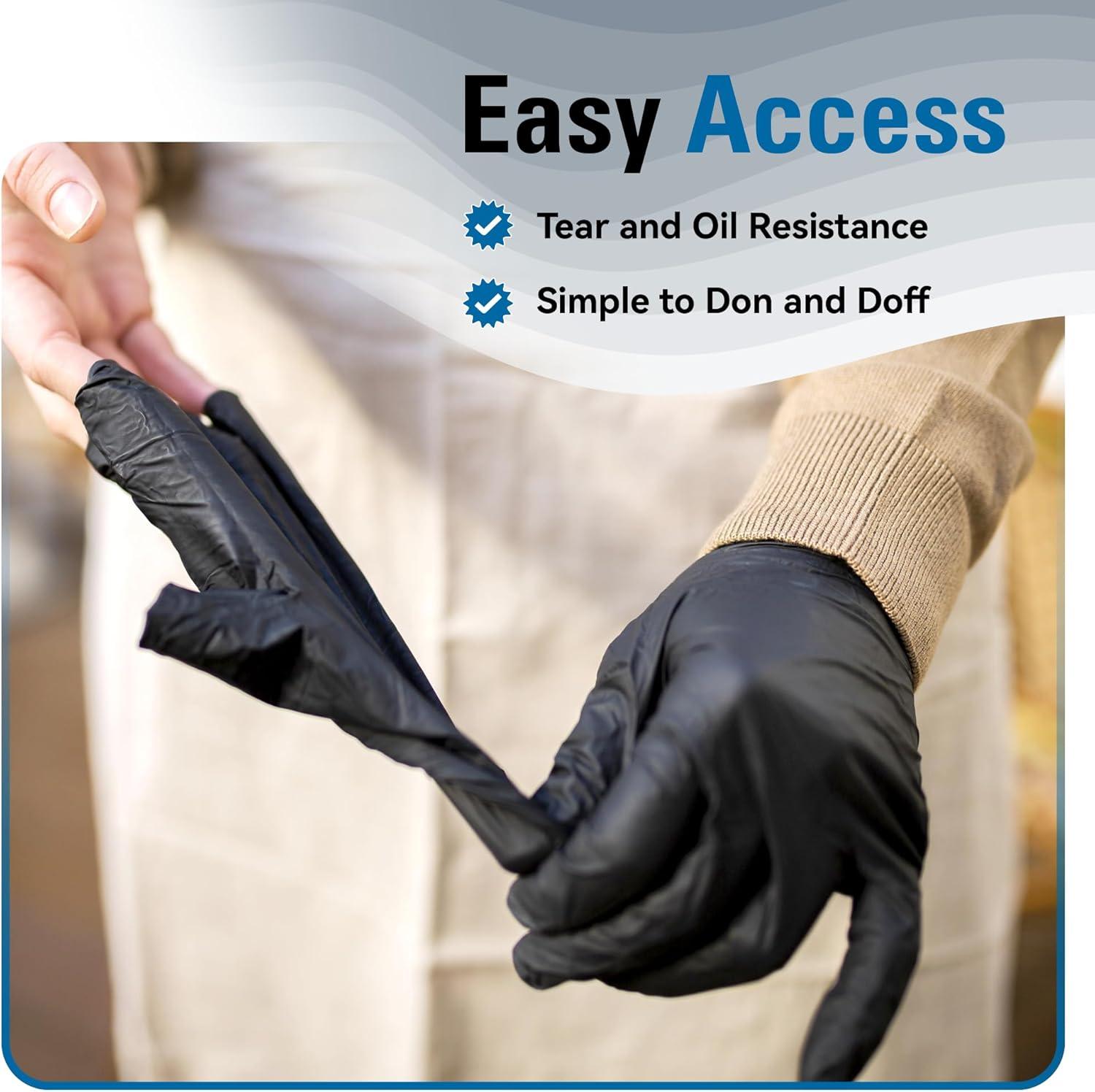 image:imageNitrile Gloves Disposable Latex Free 4 Mil Black Food Grade Powder Free Rubber Gloves for BBQ Cooking Cleaning100
