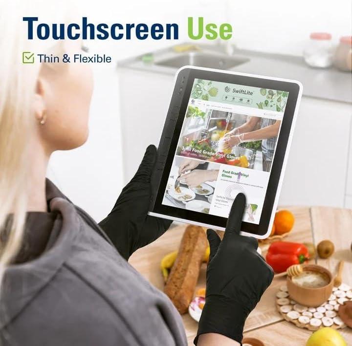 image:imageSWIFTLITE Black Nitrile Gloves Food Safe Disposable Gloves Latex Free Rubber Gloves Powder Free for Cooking Kitchen Clean05blacksmall 300