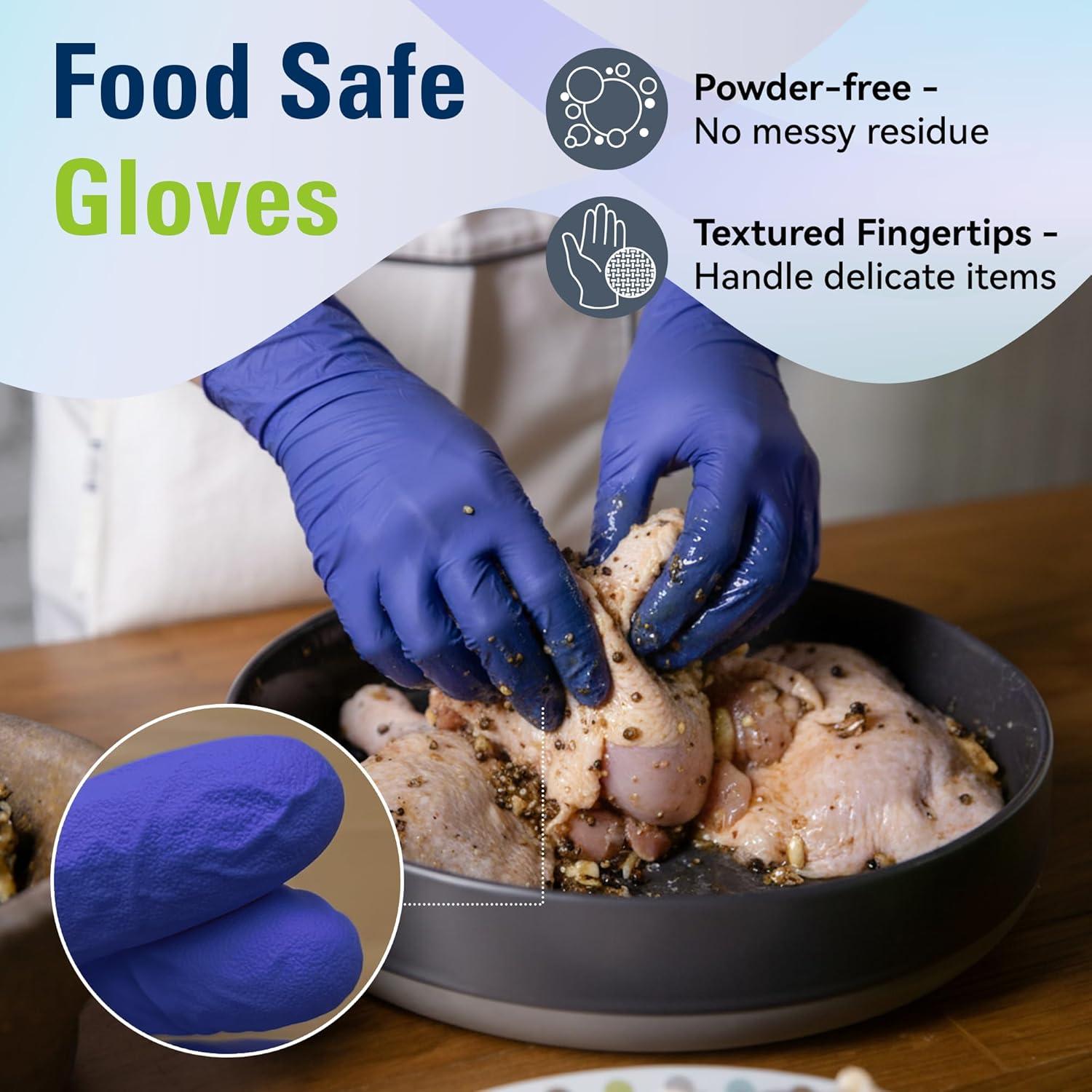 image:imageSWIFTLITE Dark Blue Nitrile Gloves amp Blue Nitrile Gloves Food Safe Disposable Gloves Latex Free Rubber Gloves Powder Free for Cooking Kitchen Cleaning 100 Large
