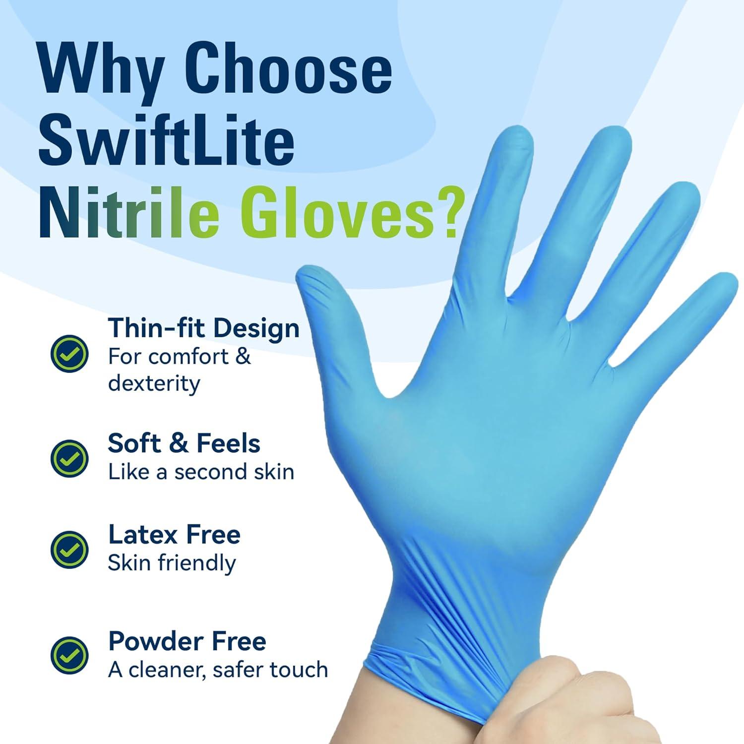 image:imageSWIFTLITE Nitrile Gloves Food Safe Disposable Gloves Latex Free Blue Rubber Gloves Powder Free for Cooking and Cleaning300
