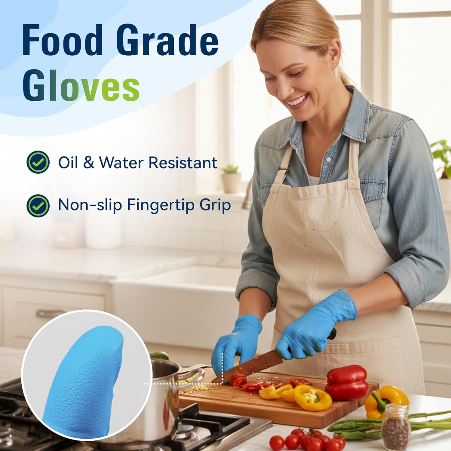 image:imageSWIFTLITE Nitrile Gloves Food Safe Disposable Gloves Latex Free Blue Rubber Gloves Powder Free for Cooking and Cleaning300