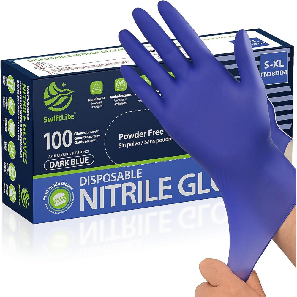 image:imageSWIFTLITE Disposable Nitrile Gloves Food Safe LatexFree PowderFree Kitchen Rubber Gloves for Cooking and Cleaning100