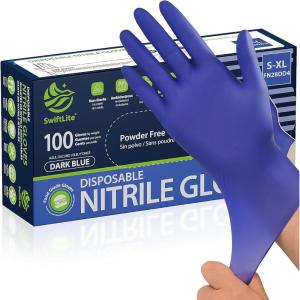 SWIFTLITE Disposable Nitrile Gloves, Food Safe, Latex-Free Powder-Free, Kitchen Rubber Gloves for Cooking and Cleaning(100)