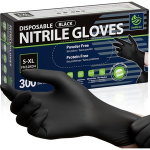 SWIFTLITE Disposable Nitrile Gloves Black, Food Safe Rubber Gloves Latex-Free Powder-Free for Cooking Food Prep Kitchen Clean(300)